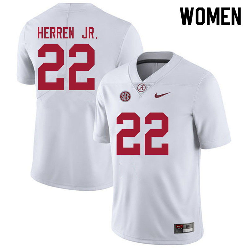 Women #22 Chris Herren Jr. Alabama Crimson Tide College Football Jerseys Sale-White